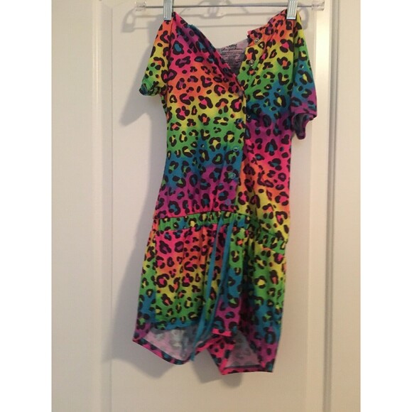 Justice Other - Justice Girls Colorful Leopard Print Pajama Romper Jumpsuit Shorts Sleep Size 10